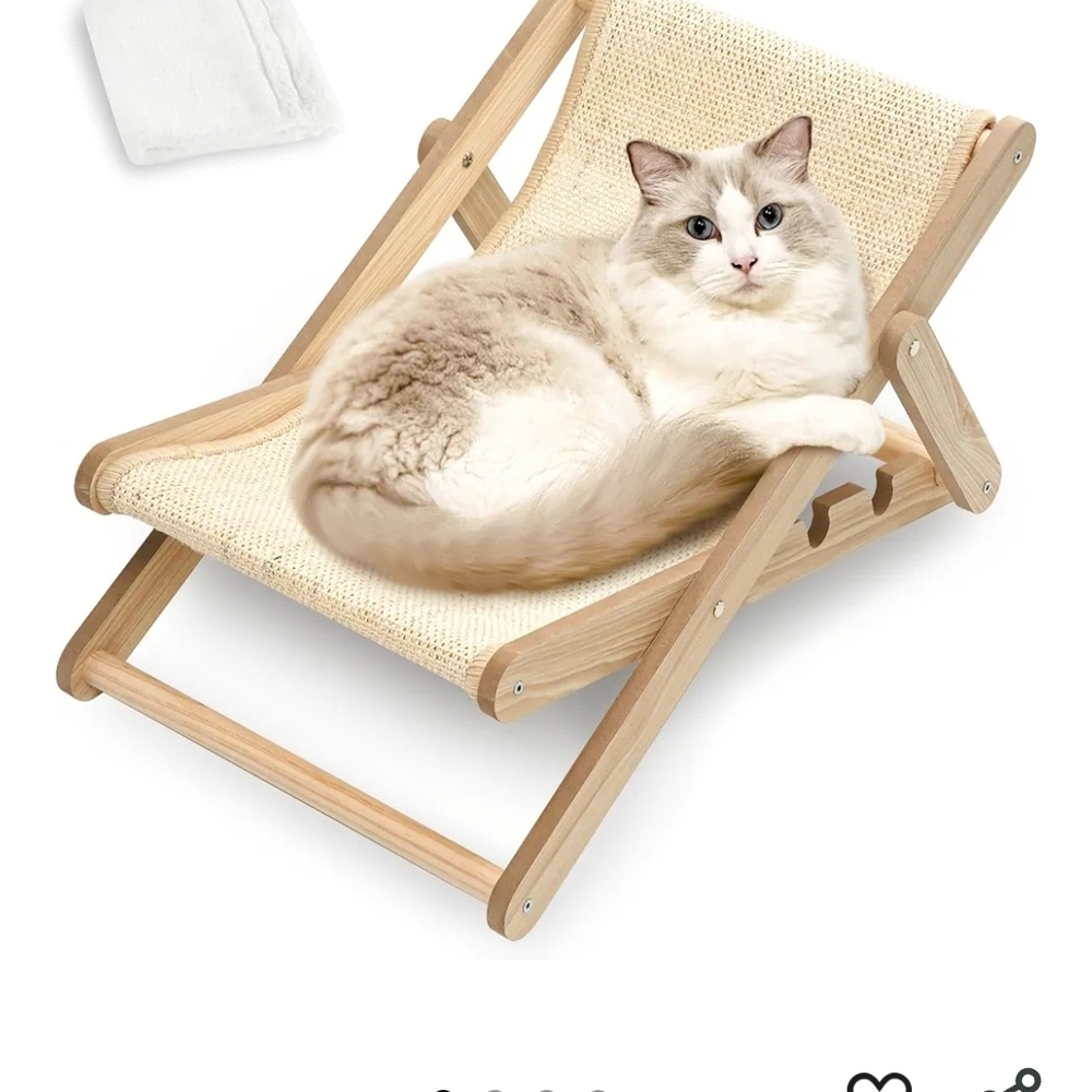 Natural Wood Cat Lounge Bed Chair